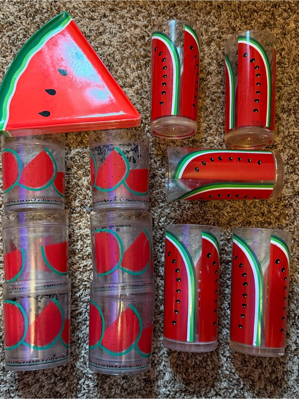 Vintage 80s/90s watermelon tableware set